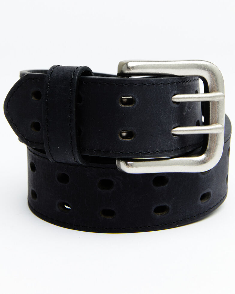 Hawx Men's Double Perforated Work Belt, Black, hi-res