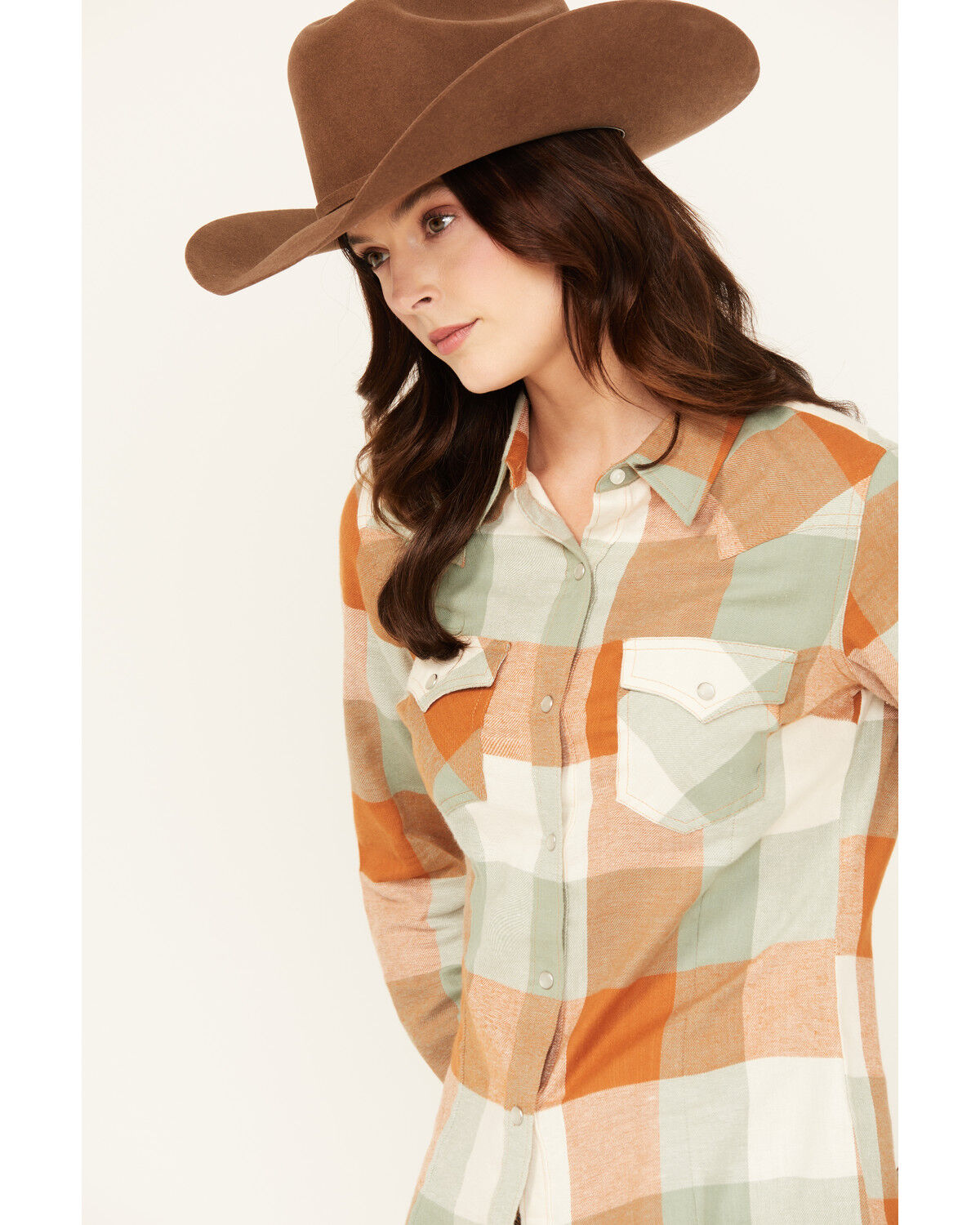 Image #2 - Wrangler Retro Women's Boot Barn Exclusive Plaid Print Long Sleeve Pearl Snap Flannel Shirt, Multi, hi-res