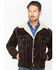 Image #2 - Scully Men's Sherpa Lined Boar Suede Jacket, Chocolate, hi-res