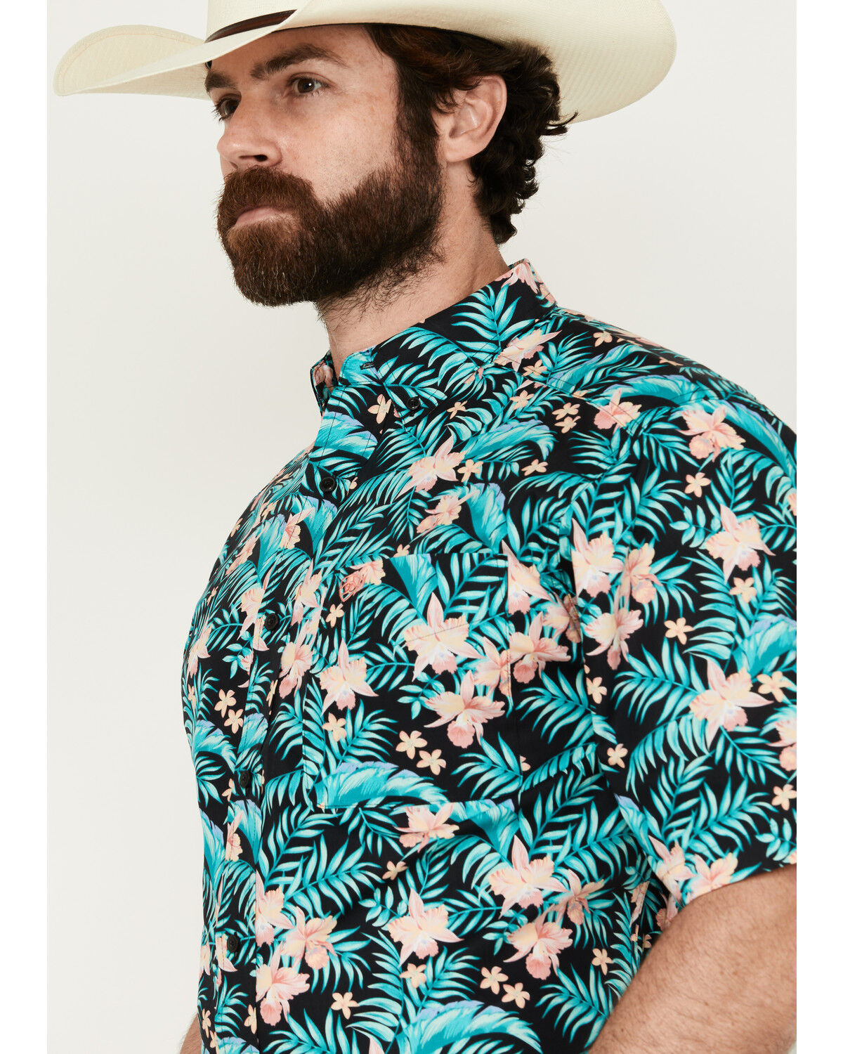 Image #2 - Ariat Men's Jillian Hawaiian Floral Print Short Sleeve Button-Down Western Shirt, Black, hi-res