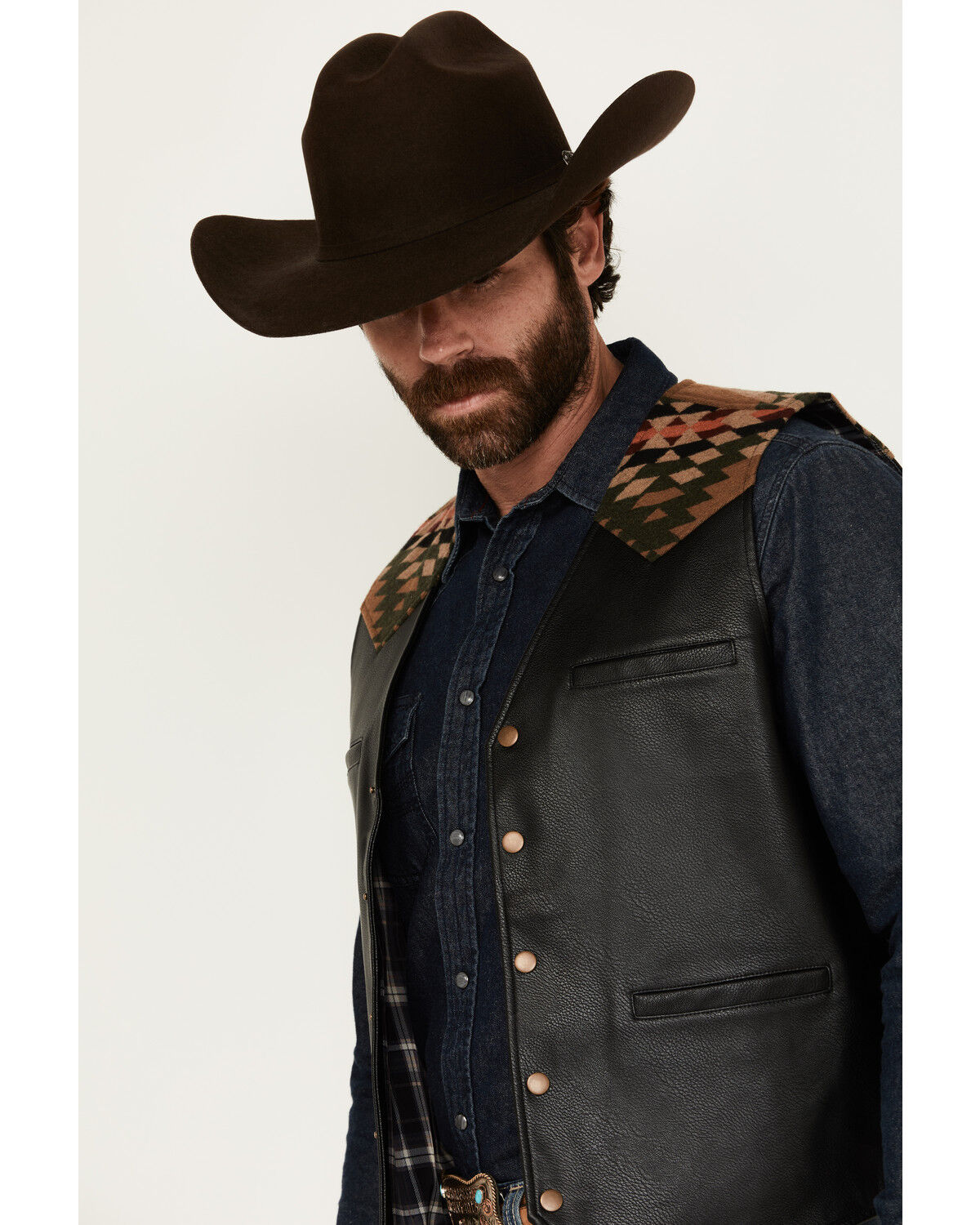 Image #2 - Moonshine Spirit Men's Alamo Southwestern Print Snap Vest, Black, hi-res