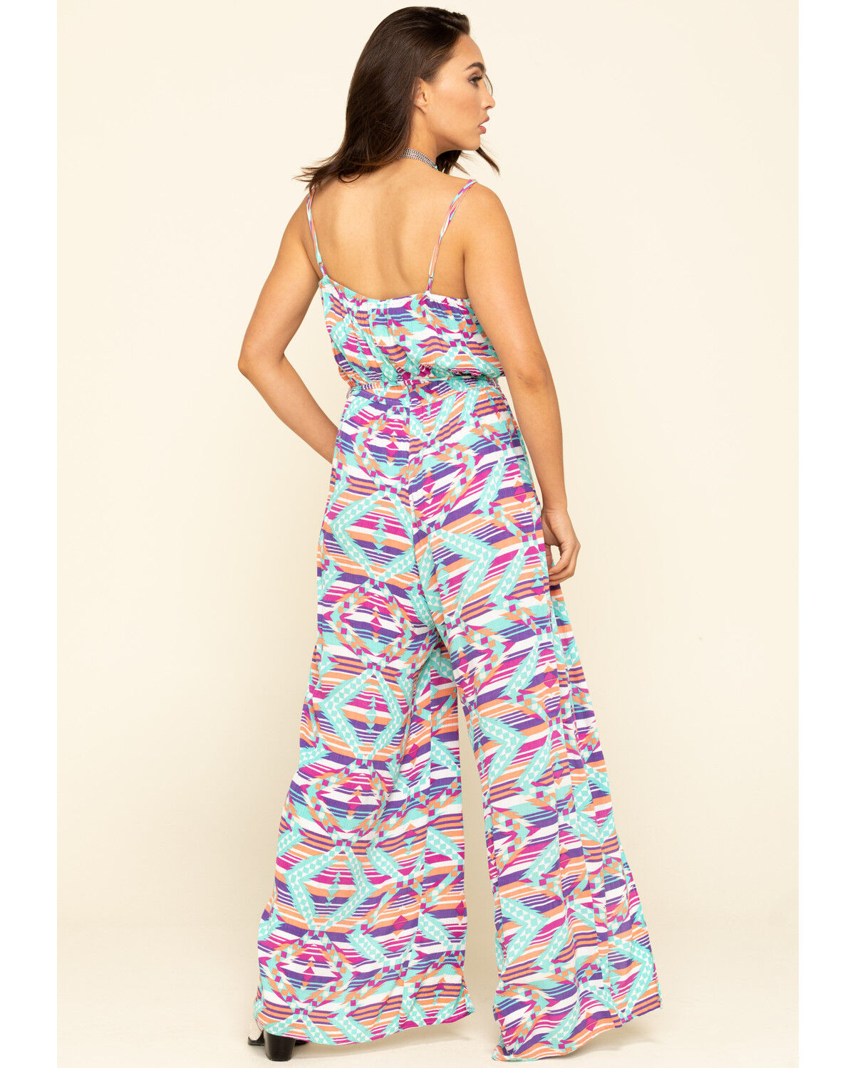 Image #5 - Rock & Roll Denim Women's Southwestern Striped Jumpsuit, Turquoise, hi-res