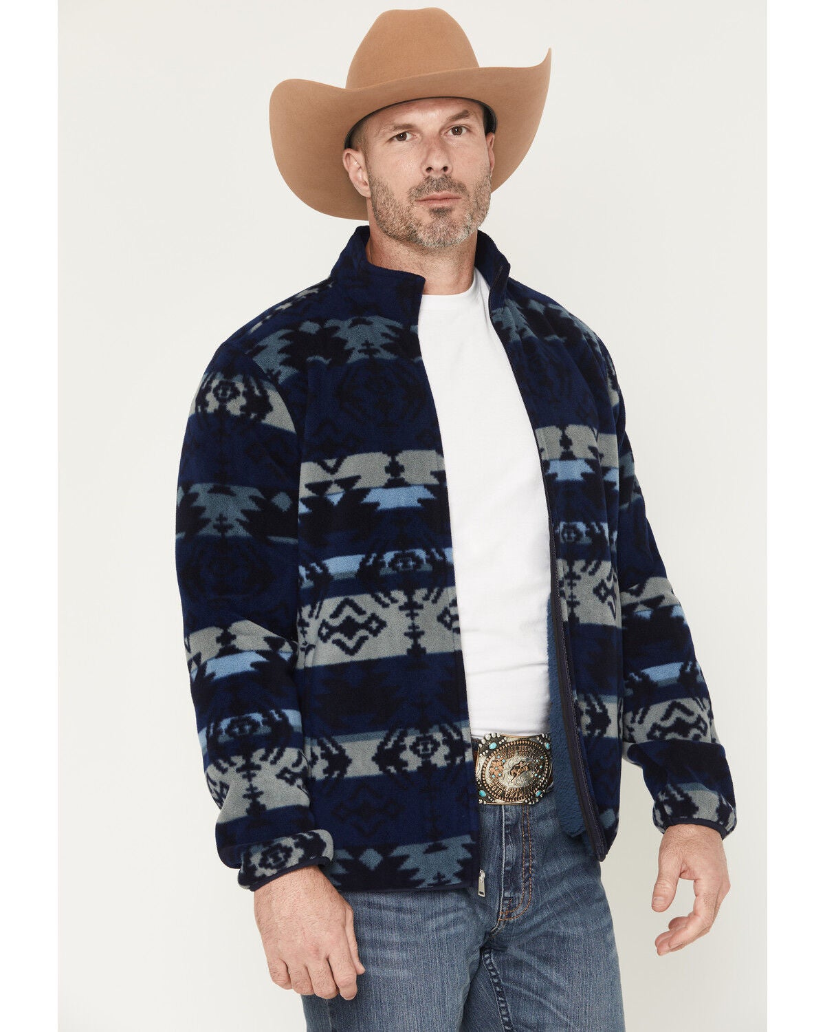 Cody James Men's Barrens Southwestern Print Zip-Up Jacket, Blue, hi-res