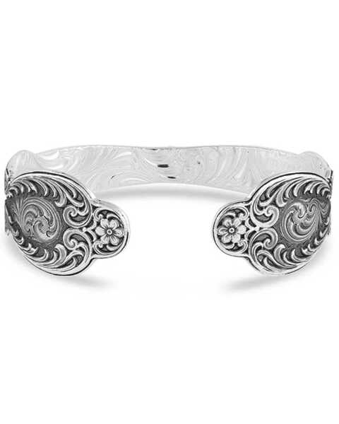 Image #1 - Montana Silversmiths Women's Heirloom Treasure Spoon Floral Cuff Bracelet, Silver, hi-res