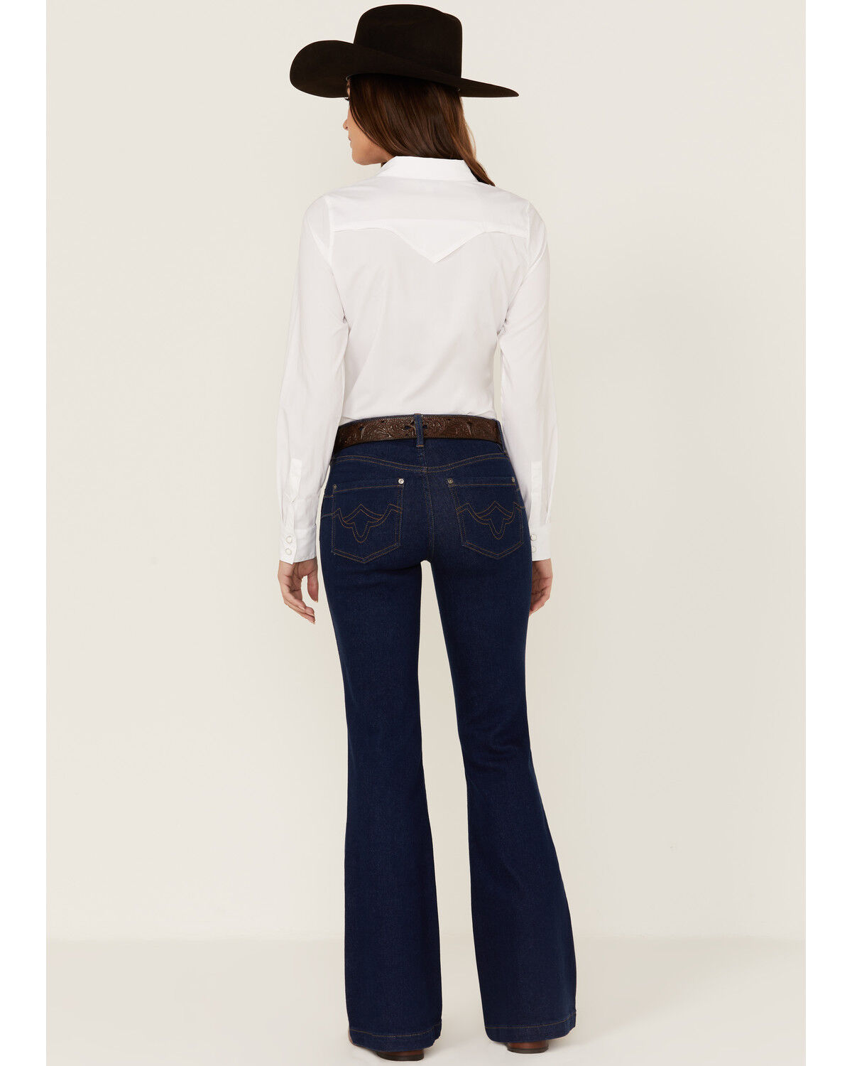 Image #3 - RANK 45® Women's Mid Rise Flare Super Dark Wash Mid Rise Signature Back Pocket, Super Dark Wash, hi-res