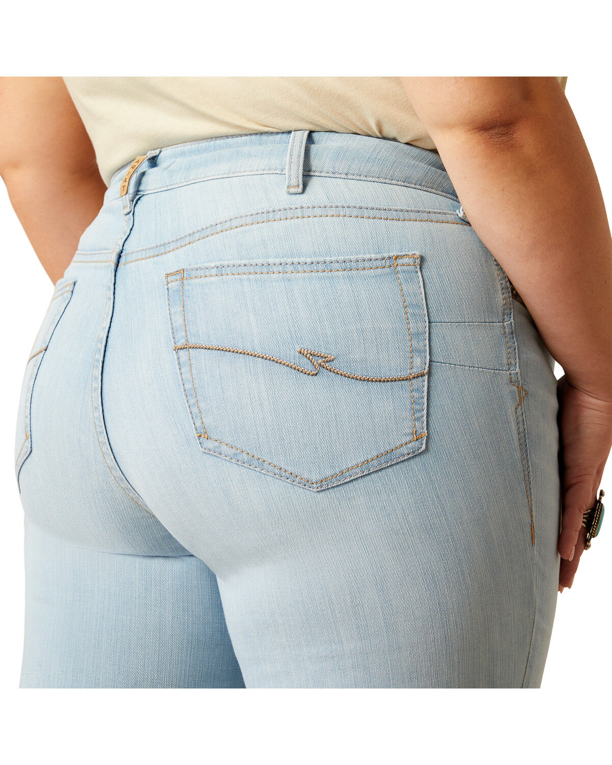 Image #2 - Ariat Women's June Light Wash Perfect Rise Flare Stretch Denim Jeans - Plus, Light Wash, hi-res