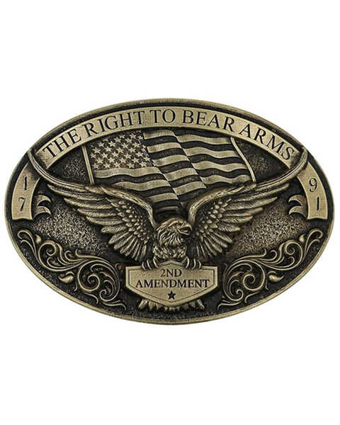 Montana Silversmiths Men's Soaring Eagle Arms Belt Buckle, Silver, hi-res