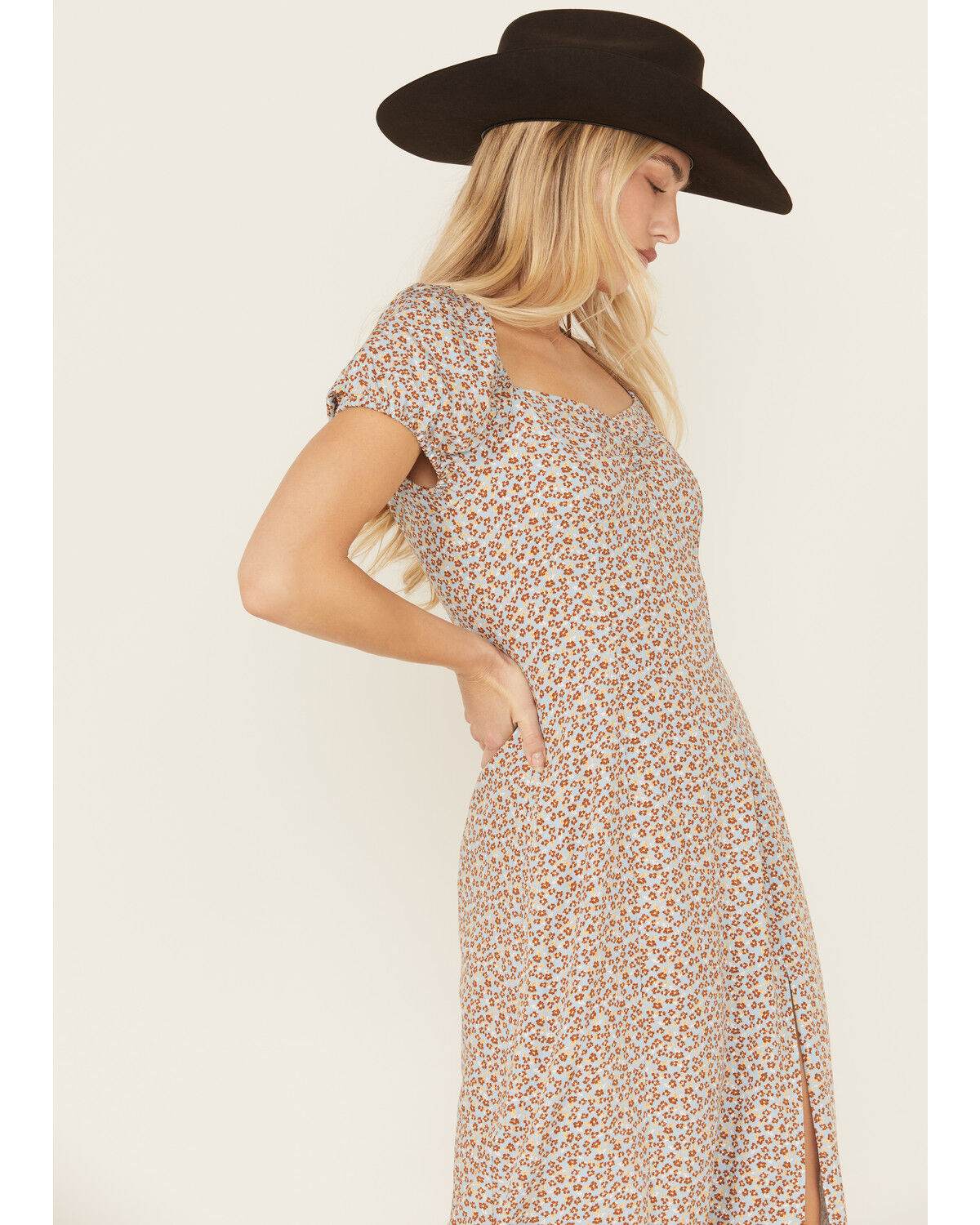 Image #2 - Idyllwind Women's Beth Ditsy Print Puff Sleeve Midi Dress, Caramel, hi-res