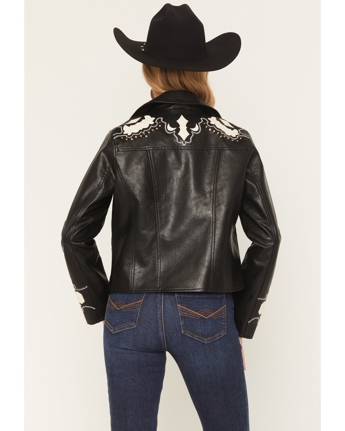 Image #4 - Stoosh Women's Embellished Faux Leather Jacket, Black, hi-res