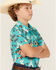 Image #2 - Rock & Roll Denim Boys' Tek Southwestern Print Short Sleeve Snap Western Shirt, Blue, hi-res