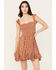 Image #1 - Rock & Roll Denim Women's Floral Print Mini Dress, Brown, hi-res