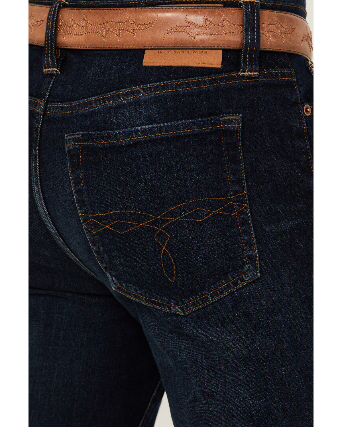 Image #4 - Blue Ranchwear Men's Jethro Slim Bootcut Stretch Denim Jeans, Dark Wash, hi-res