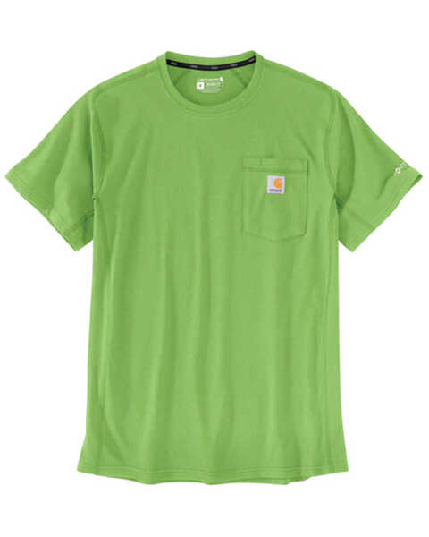 Image #1 - Carhartt Men's Force Relaxed Midweight Logo Pocket Work T-Shirt, Bright Green, hi-res