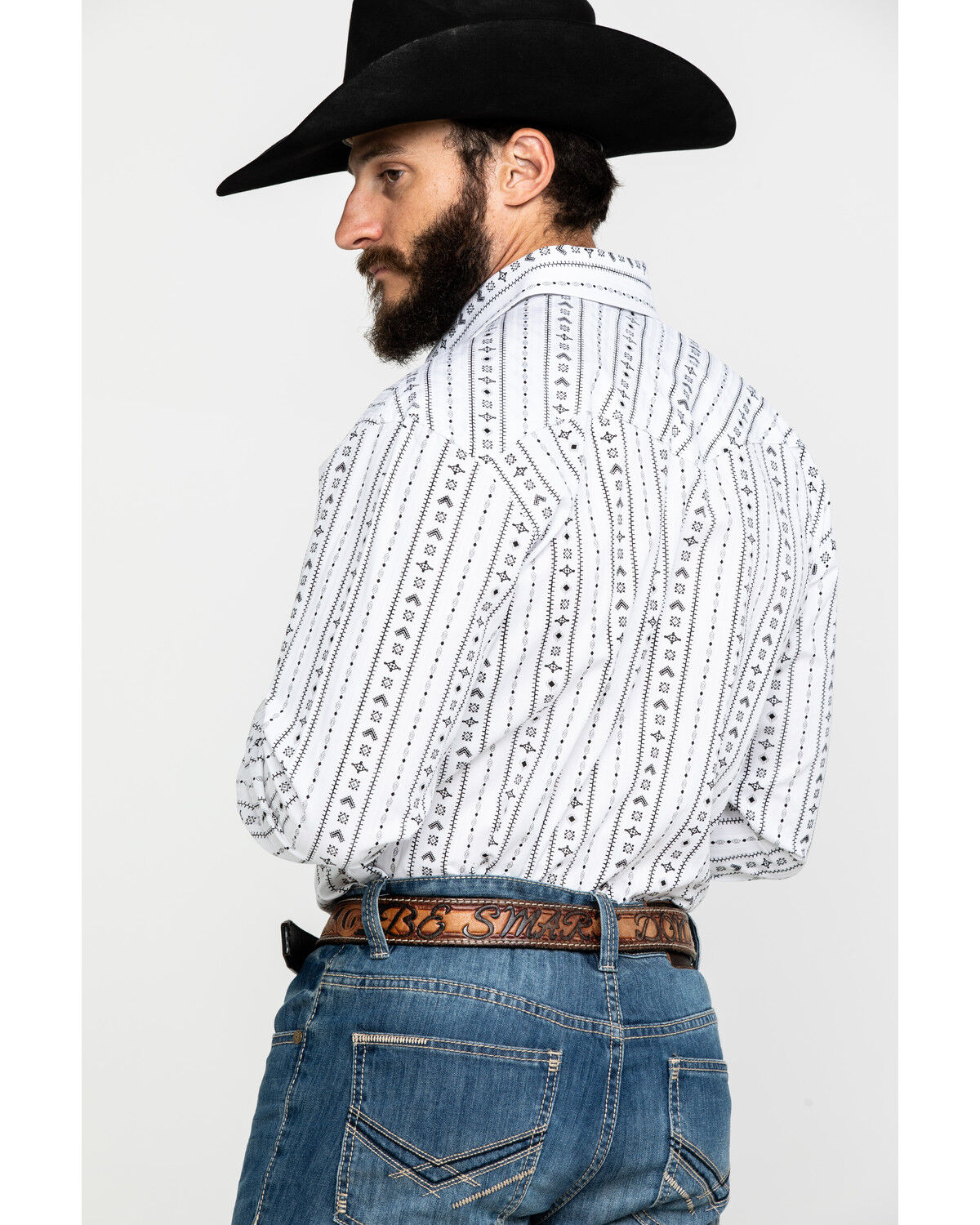 Image #2 - Rough Stock by Panhandle Men's Kaibab Southwestern Print Long Sleeve Western Shirt, White, hi-res