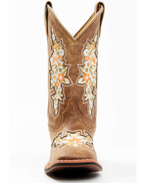 Image #4 - Laredo Women's Flower Inlay Western Performance Boots - Broad Square Toe, Tan, hi-res