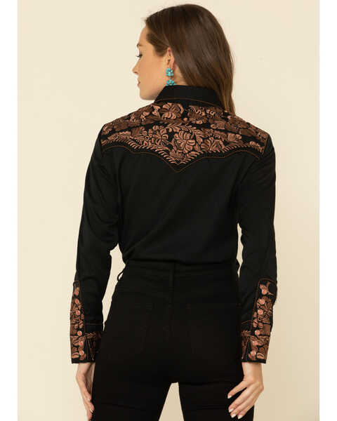 Image #5 - Scully Women's Floral Embroidered Western Shirt, Black, hi-res