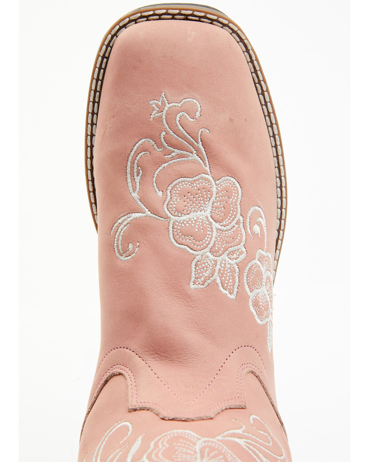 Image #6 - Shyanne Girls' Little Lasy Floral Embroidered Leather Western Boots - Broad Square Toe, Pink, hi-res
