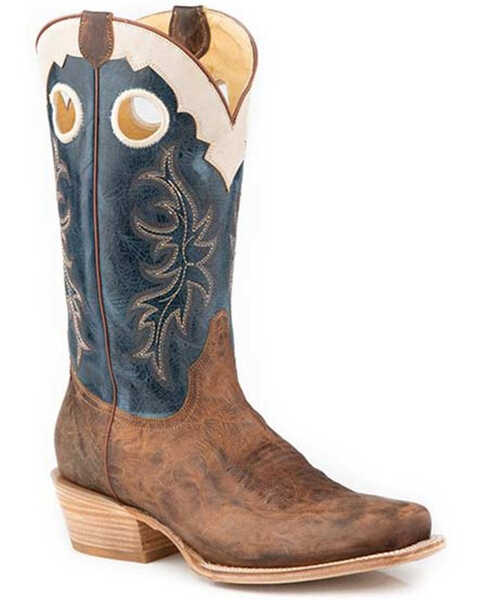 Image #1 - Roper Men's Ride Em' Cutter Western Boots - Square Toe, Tan, hi-res