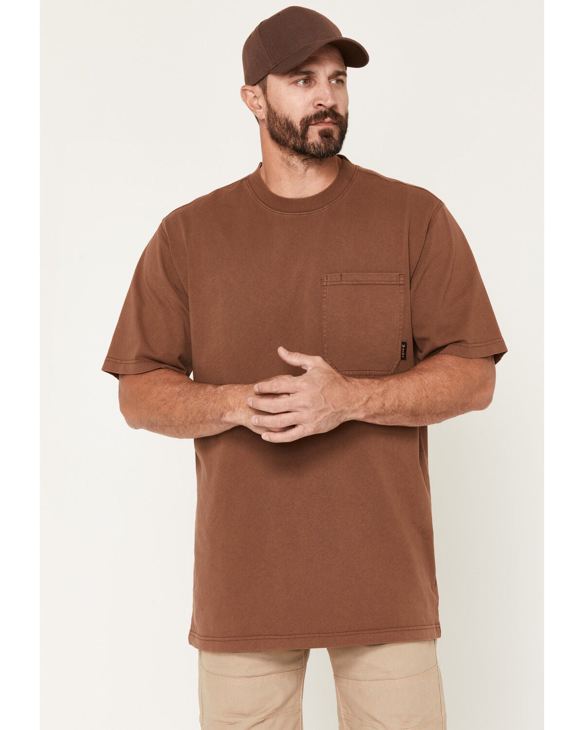 Hawx Men's Forge Solid Short Sleeve Pocket Work T-Shirt, Brown, hi-res