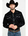 Image #1 - Scully Men's Embroidered Long Sleeve Snap Western Shirt, Black, hi-res