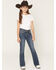 Image #1 - Rock & Roll Denim Girls' Medium Wash Boot Stitch Bootcut Denim Jeans, Medium Wash, hi-res