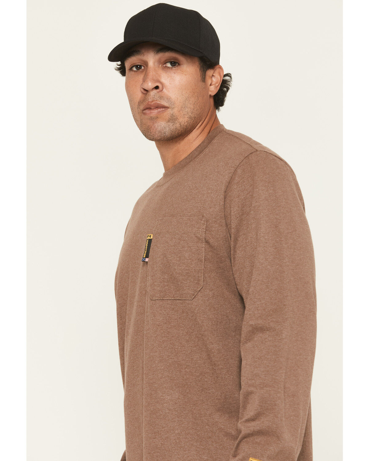 Image #3 - Benchmark FR Men's FR Essential Oils Long Sleeve Graphic Work T-Shirt, Heather Brown, hi-res