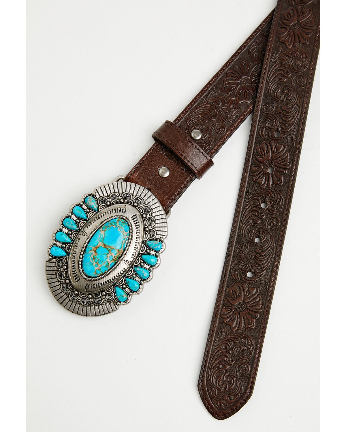 Image #3 - Idyllwind Women's Bonnie Embossed Leather Buckle Belt, Dark Brown, hi-res