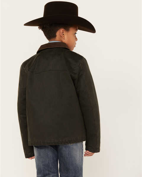 Image #3 - Cody James Boys' Rancher Faux Oil Skin Field Jacket, Olive, hi-res