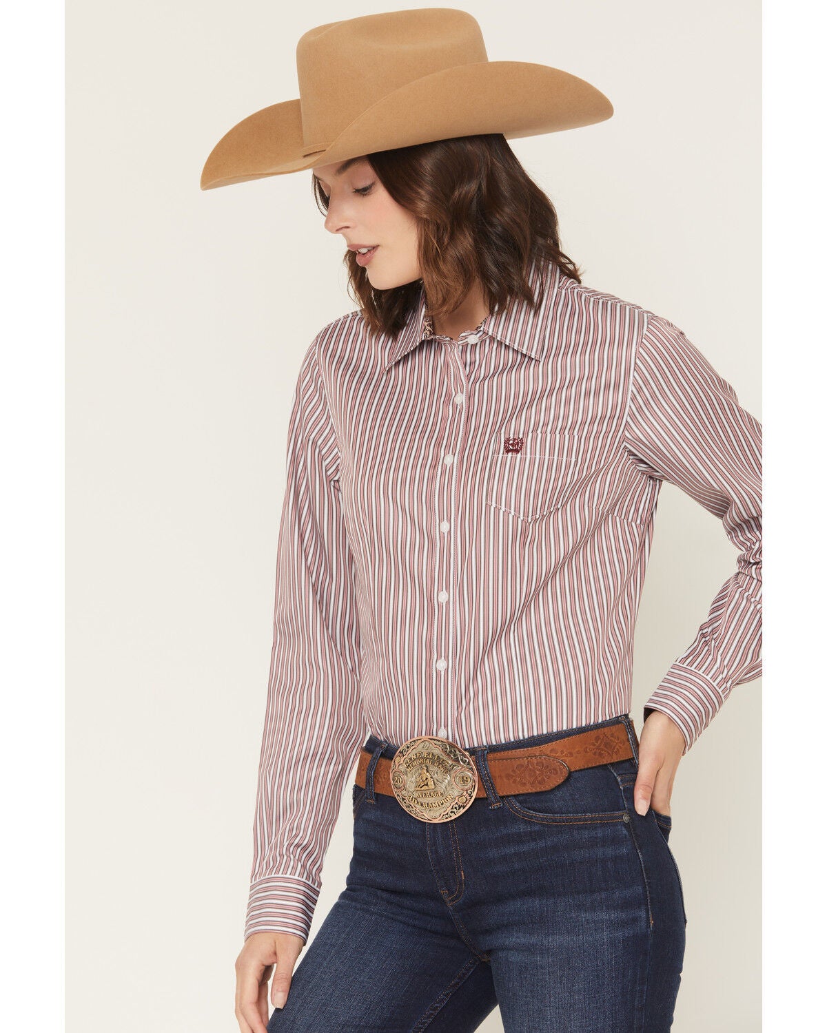 Image #2 - Cinch Women's TENCEL&trade; Striped Long Sleeve Button-Down Western Shirt, Multi, hi-res