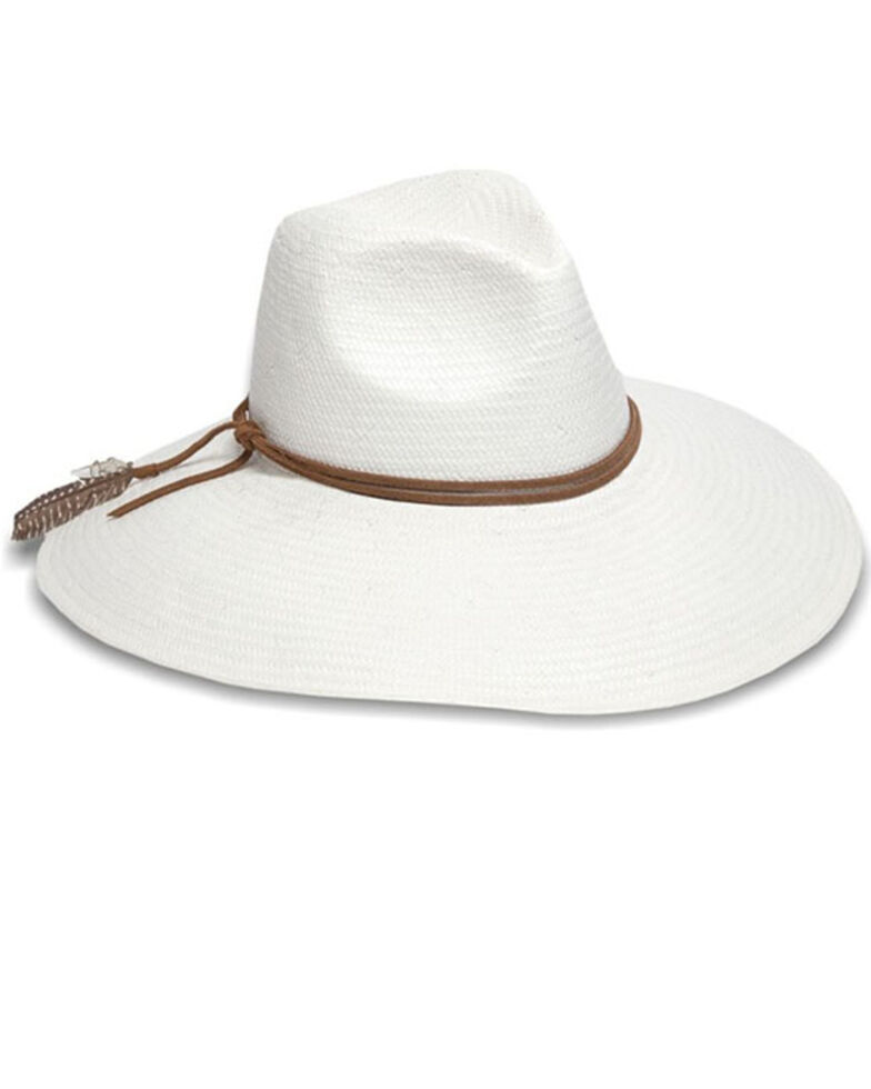 Nikki Beach Women's Wanderer Panama Rancher Straw Hat , White, hi-res