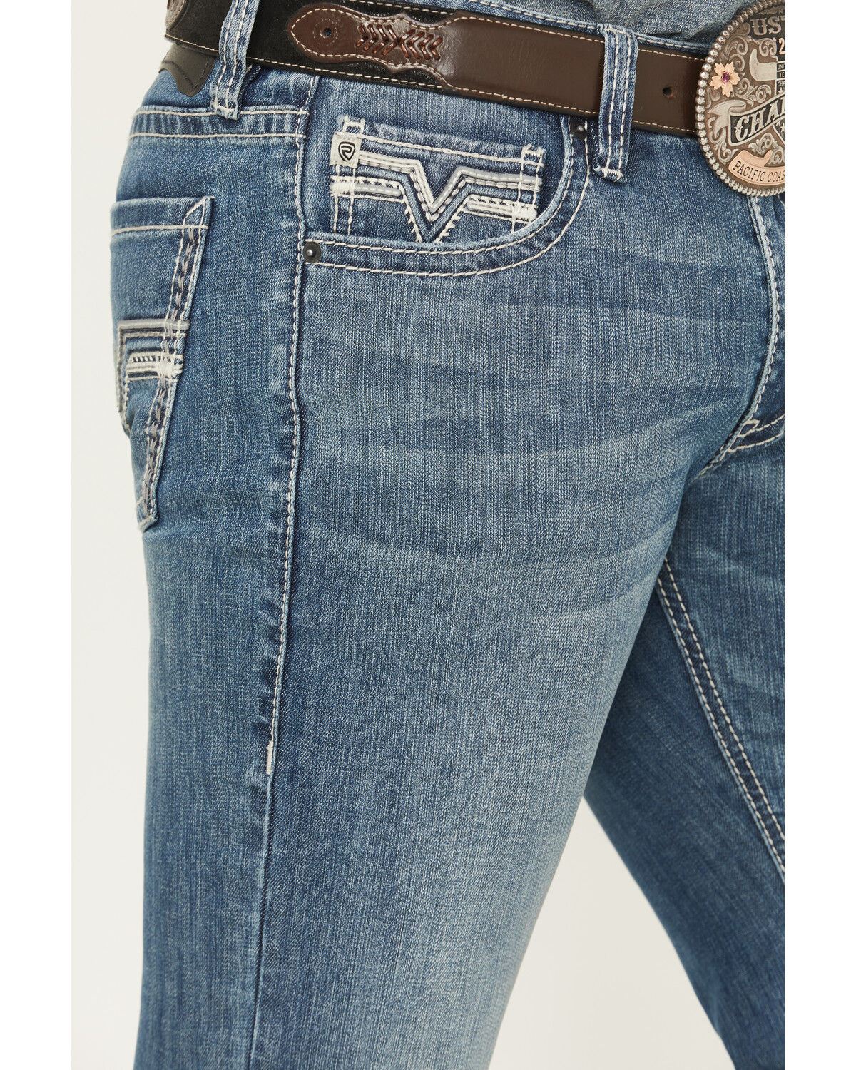 Image #2 - Rock & Roll Denim Men's Medium Wash Revolver Slim Straight Stretch Denim Jeans, Medium Wash, hi-res