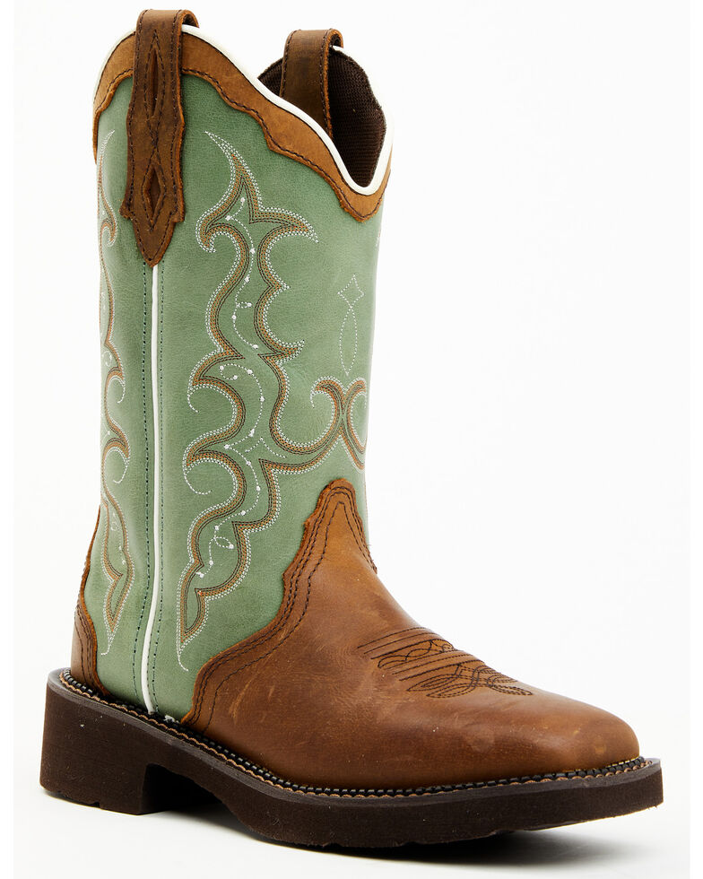 Justin Women's Raya Turquoise Western Boots Square Toe Country