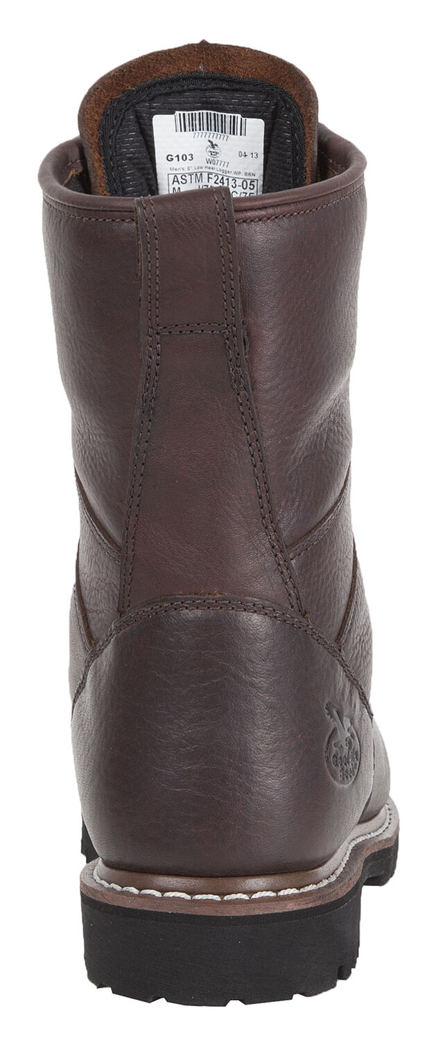 Image #7 - Georgia Boot Men's Low Heel Waterproof Logger Work Boots - Steel Toe, , hi-res