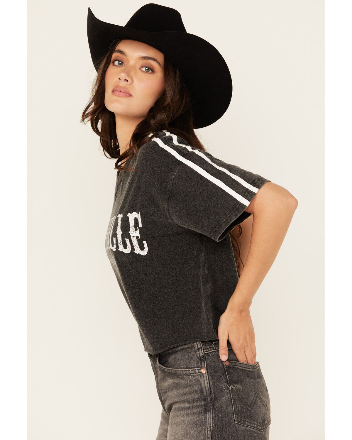 Image #2 - Youth in Revolt Women's Nashville Varsity Short Sleeve Graphic Tee, Black, hi-res
