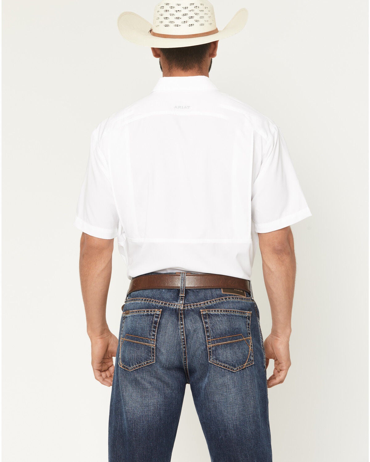 Image #4 - Ariat Men's VentTEK Solid Short Sleeve Button-Down Western Shirt, White, hi-res