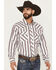 Image #2 - Wrangler 20X Men's Striped Print Long Sleeve Snap Stretch Western Shirt, White, hi-res