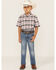 Roper Boys' Amarillo Plaid Print Short Sleeve Button Down Shirt, Black, hi-res