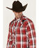 Image #2 - Roper Men's Plaid Print Long Sleeve Snap Western Shirt, Red, hi-res
