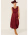 Image #2 - Scully Women's Lace-Up Jacquard Midi Dress, Burgundy, hi-res