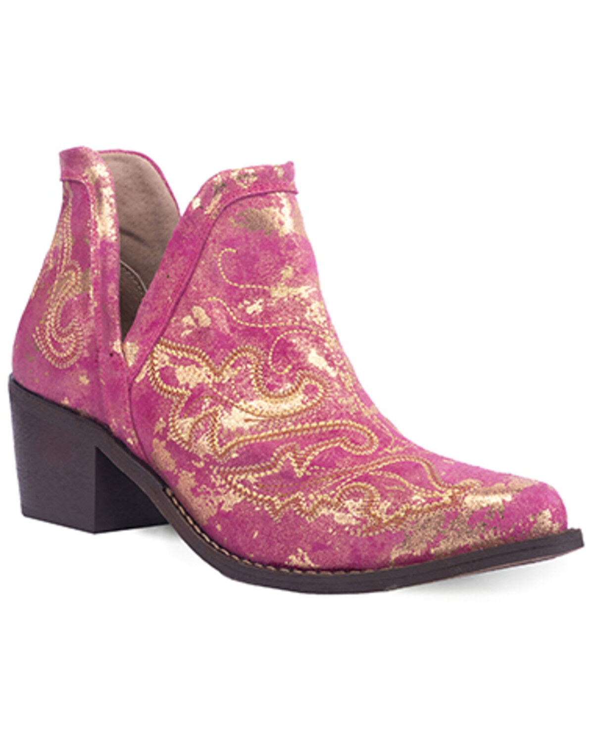 Image #1 - Circle G Women's Western Booties - Snip Toe, Pink, hi-res