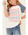 Rock & Roll Denim Girls' America Graphic Short Sleeve Raglan Tee, White, hi-res