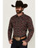 Image #1 - Cody James Men's Daybreak Geo Print Long Sleeve Snap Western Shirt - Tall, Red, hi-res