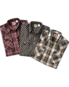 Ely Walker Men's Assorted Plaid or Stripe Short Sleeve Western Shirt - Big & Tall, Plaid, hi-res