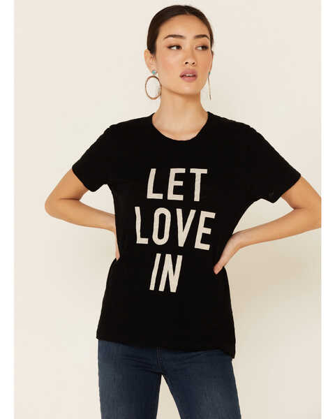 Revel Women's Let Love In Graphic Slub Short Sleeve Tee , Black, hi-res