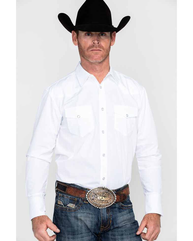 Gibson Men's White Solid Long Sleeve Western Shirt - Tall, White, hi-res