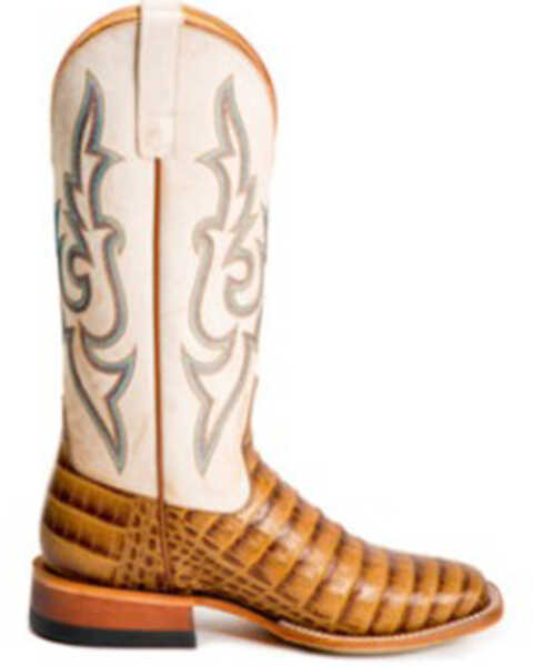 Image #2 - Macie Bean Women's Slick Rikki Western Boots - Broad Square Toe, Cream/brown, hi-res