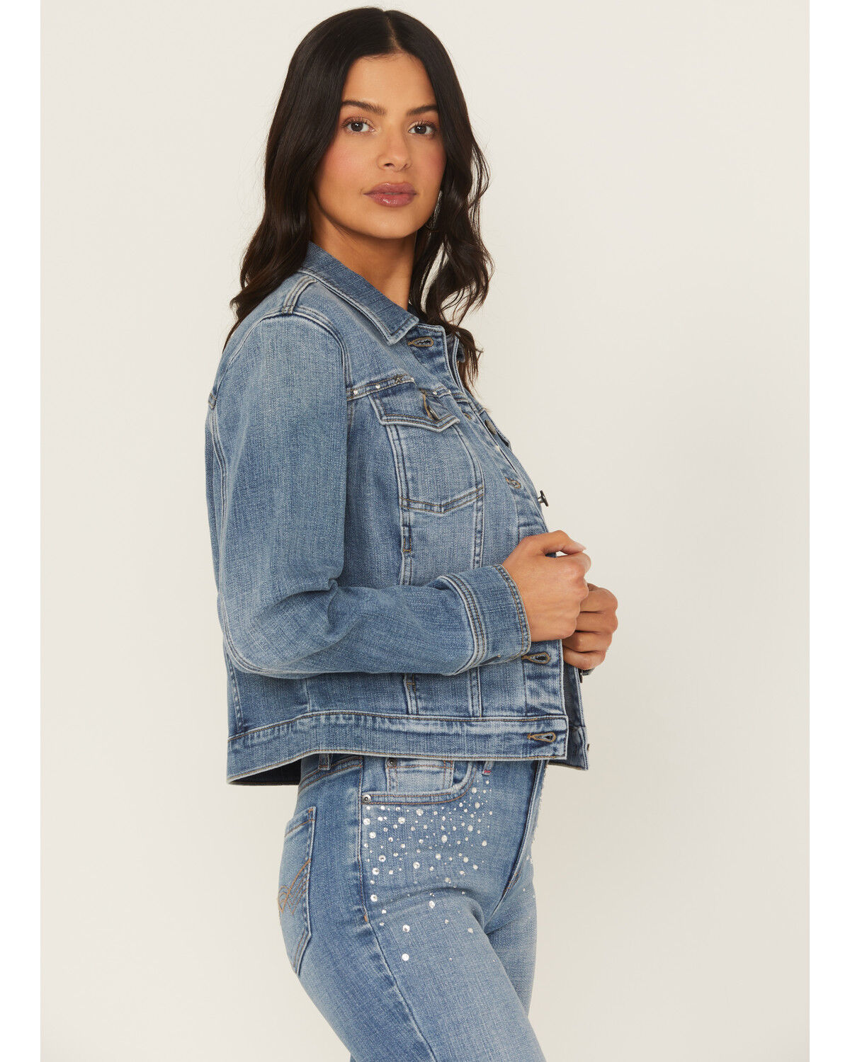 Image #3 - Idyllwind Women's Idlewild Novelty Denim Trucker Jacket, Medium Wash, hi-res