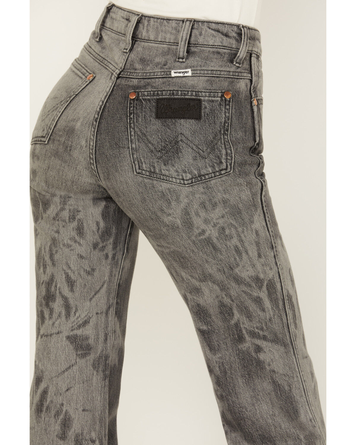 Image #4 - Wrangler Women's Wanderer Laser Acid Wash High Rise Distressed Flare Jeans, Black, hi-res