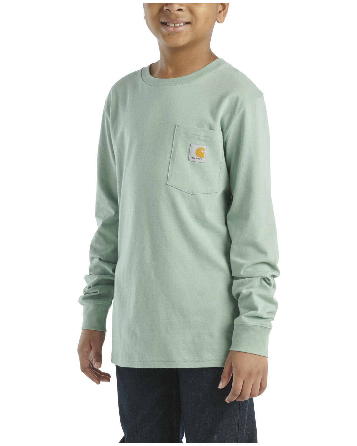Image #3 - Carhartt Little Boys' Solid Bear Logo Long Sleeve Pocket T-Shirt, Green, hi-res