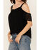 Image #3 - Jolt Women's Lace Cold Shoulder Tank, Black, hi-res